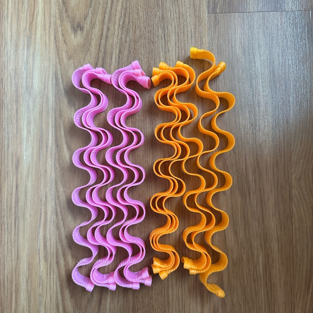 Pink and Orange Wavy Hair Clips